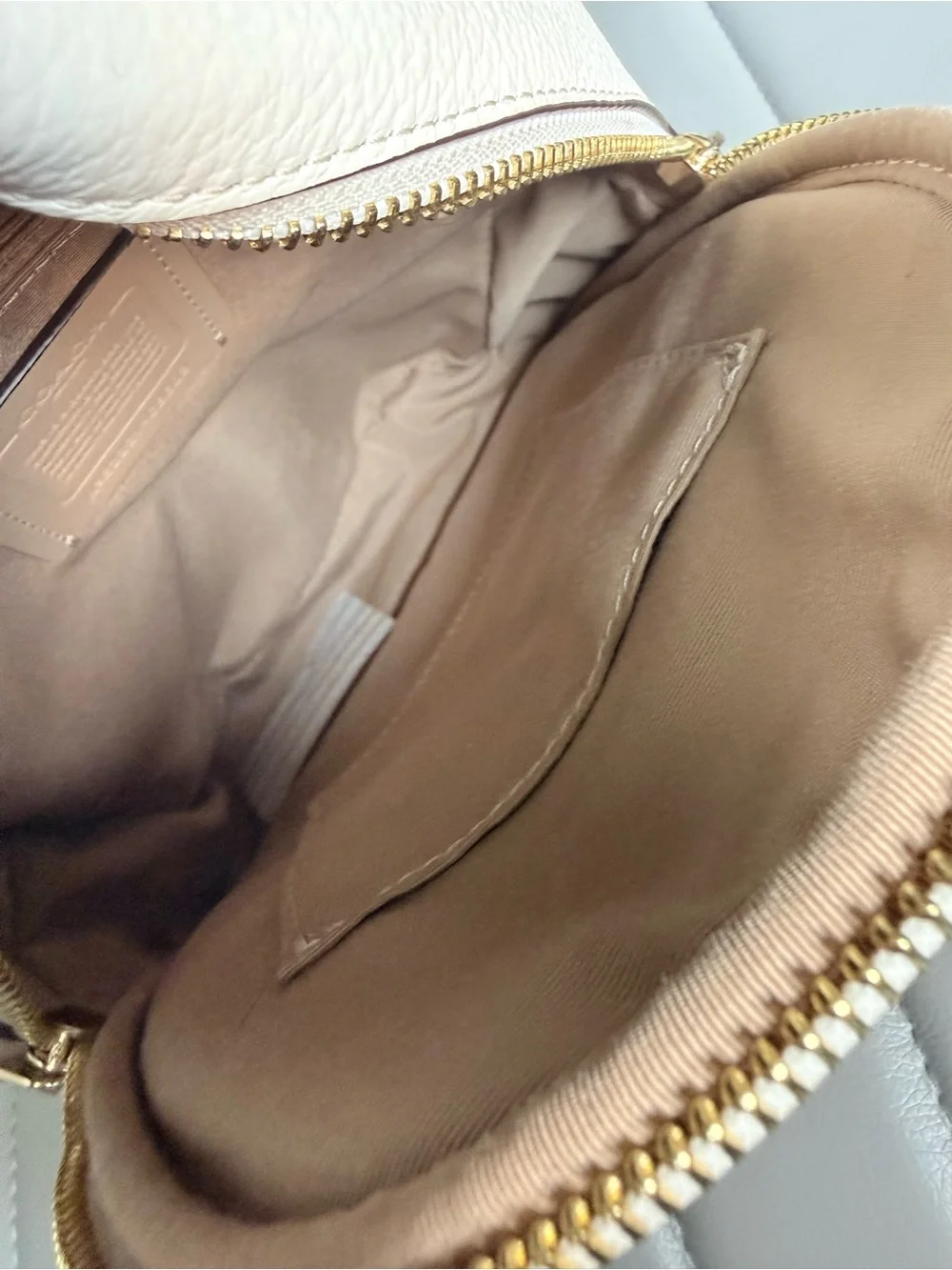 Coach Mini Court Backpack Pebbled Leather Color Chalk - Cream with Gold Hardware